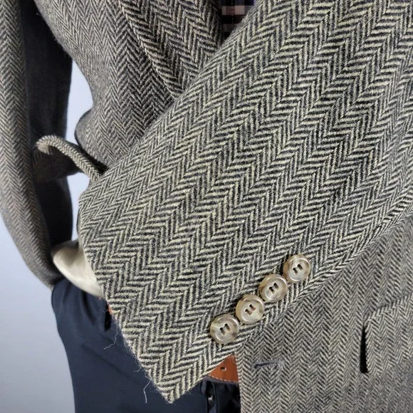 Peterborough Row Men's‎ Sport Coat Blazer Two Button Herringbone Soft Wool 40R
